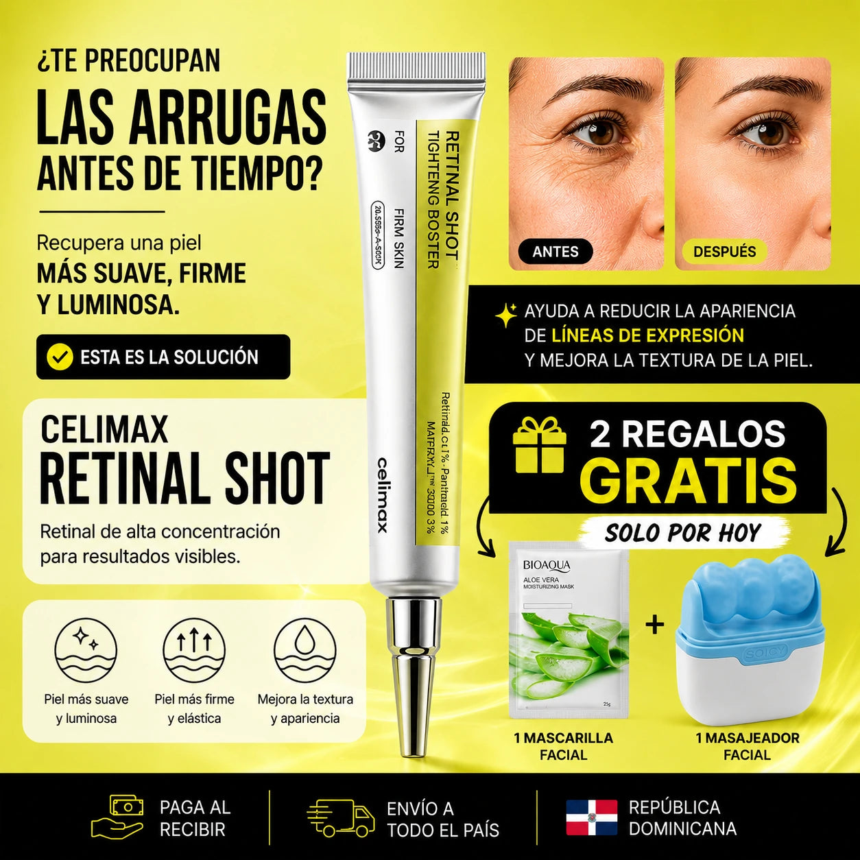 CELIMAX™ Retinal Shot Coreano, Corrección Visible de Arrugas + Regalos GRATIS