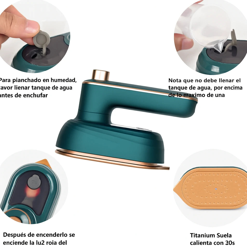 Mini Plancha a Vapor de Mano Plegable