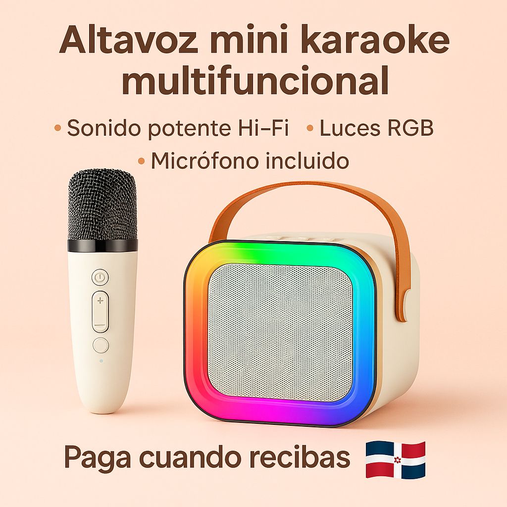 Mini Bocina Bluetooth Karaoke con Luz LED y Micrófono lnalámbrico