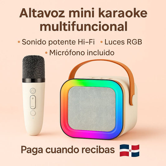 Mini Bocina Bluetooth Karaoke con Luz LED y Micrófono lnalámbrico