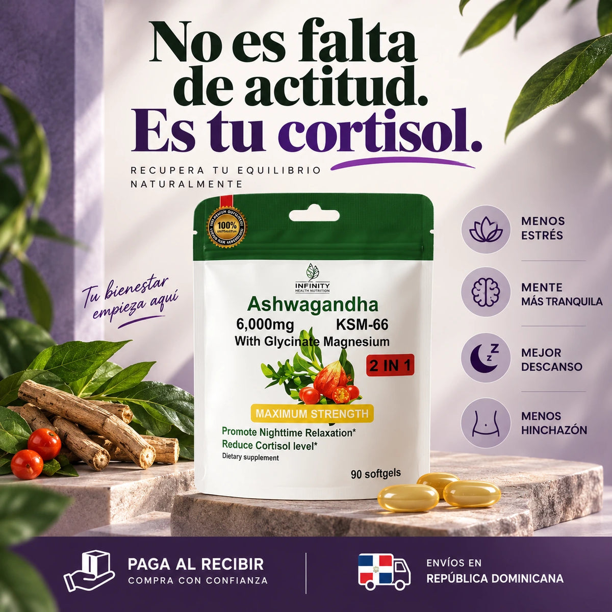 Suplemento de Ashwagandha con Glicinato de Magnesio