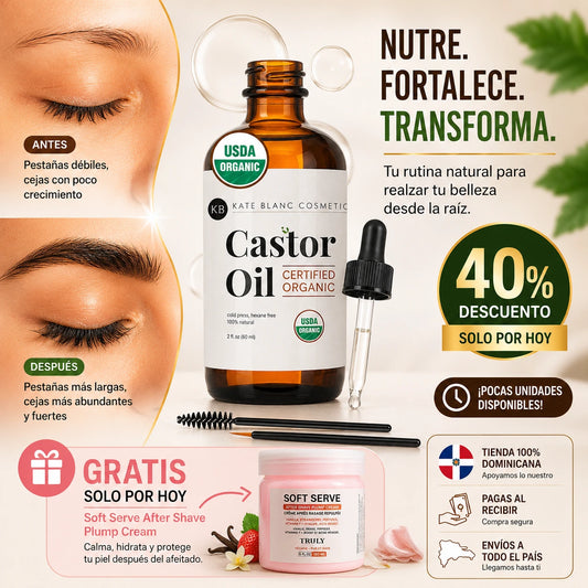 Aceite de Ricino Orgánico Premium | Pestañas Más Largas, Cejas Más Pobladas y Cabello Más Fuerte Naturalmente
