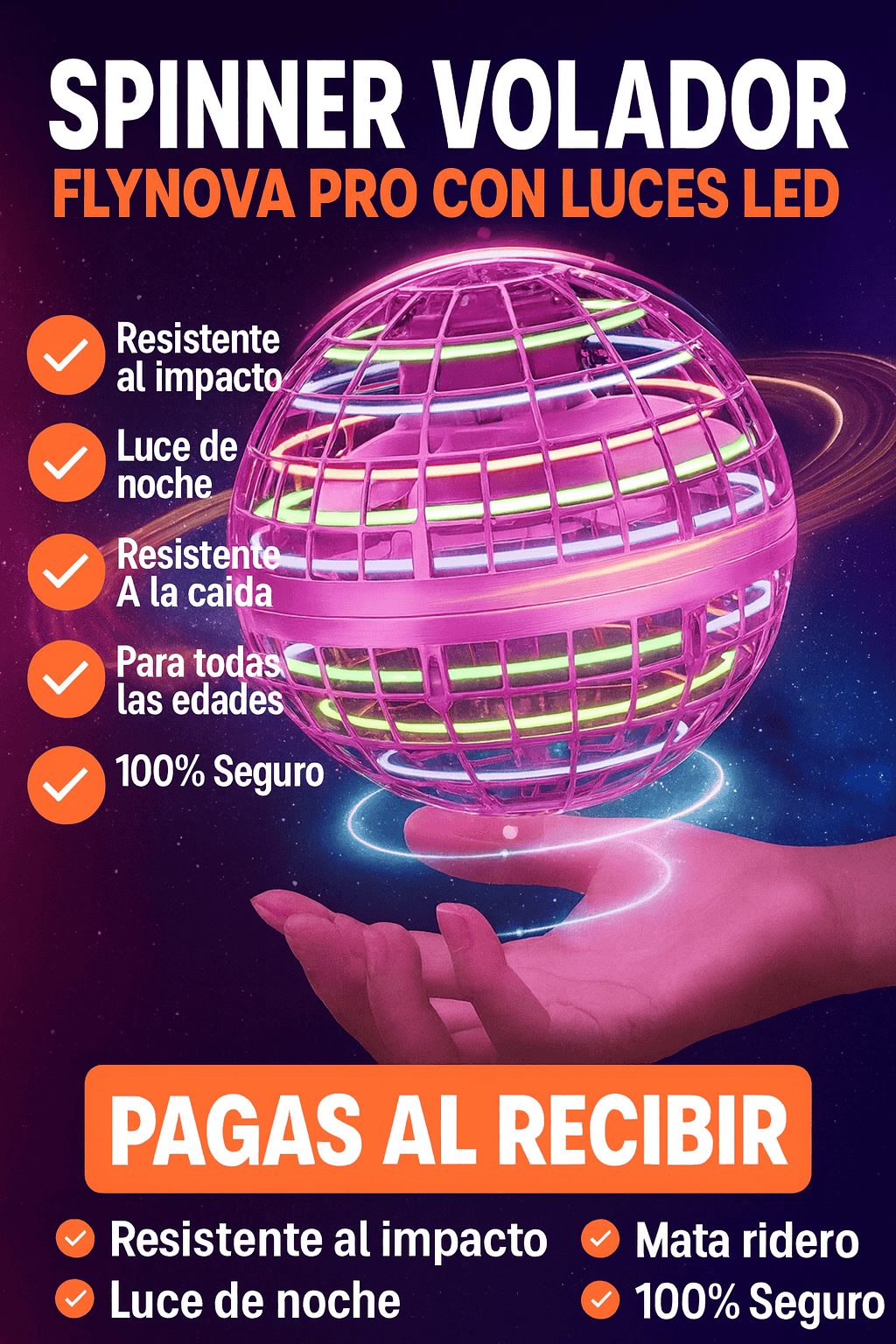 Juguete Spinner Volador Fly Nova Pro Con Luces Led