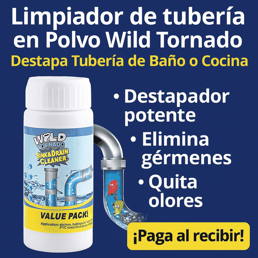 Limpiador de tubería en Polvo Wild Tornado - Limpia, Drena y Destapa