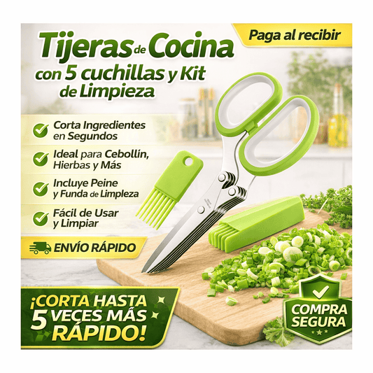 Tijeras de Cocina con 5 cuchillas y Kit de Limpieza