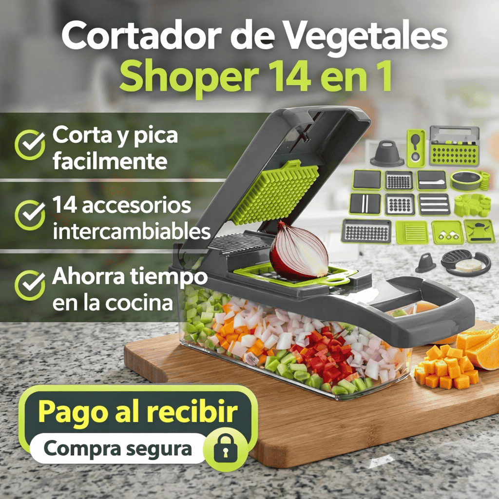 Cortador de Vegetales Shoper 14 en 1 – Multifuncional y Práctico